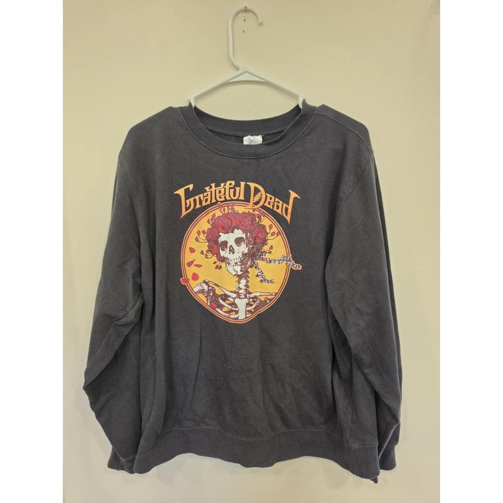 Grateful Dead Sweatshirt Mens XL Black Bertha Skull Roses Graphic Pullover